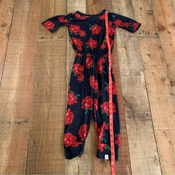 Little statements girls floral romper in blue and red -3T - Picture 6 of 6